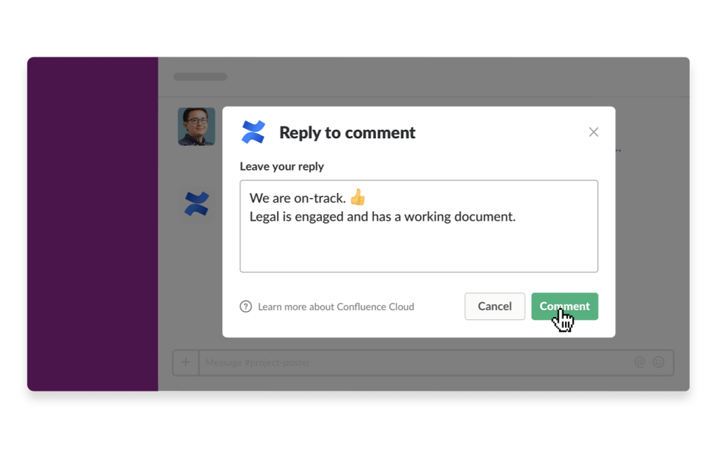 An image of the Confluence app in Slack